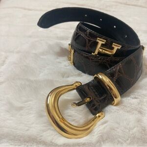 Fantastic “H” Brown Embossed Faux Leather Initial Belt